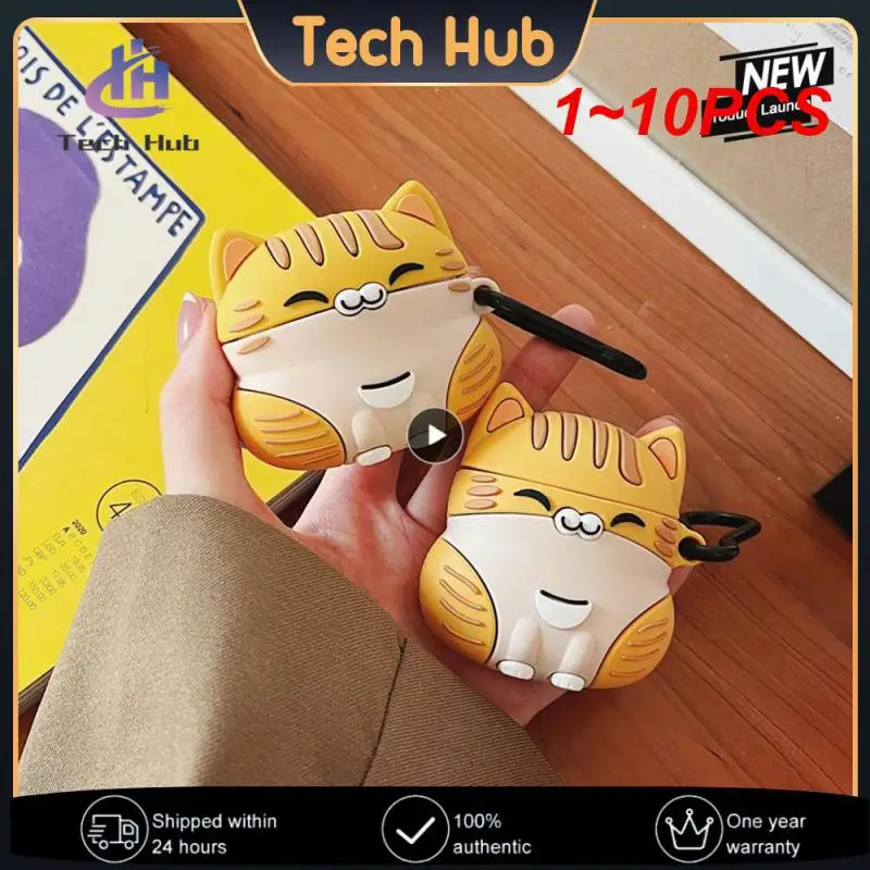 1 ~ 10ШТ Мягкий Силиконовый Чехол Для наушников Для 3 2021 Kawaii Cute 3D Cartoon Lucky Cat Защитный Чехол Для Airpods1 2