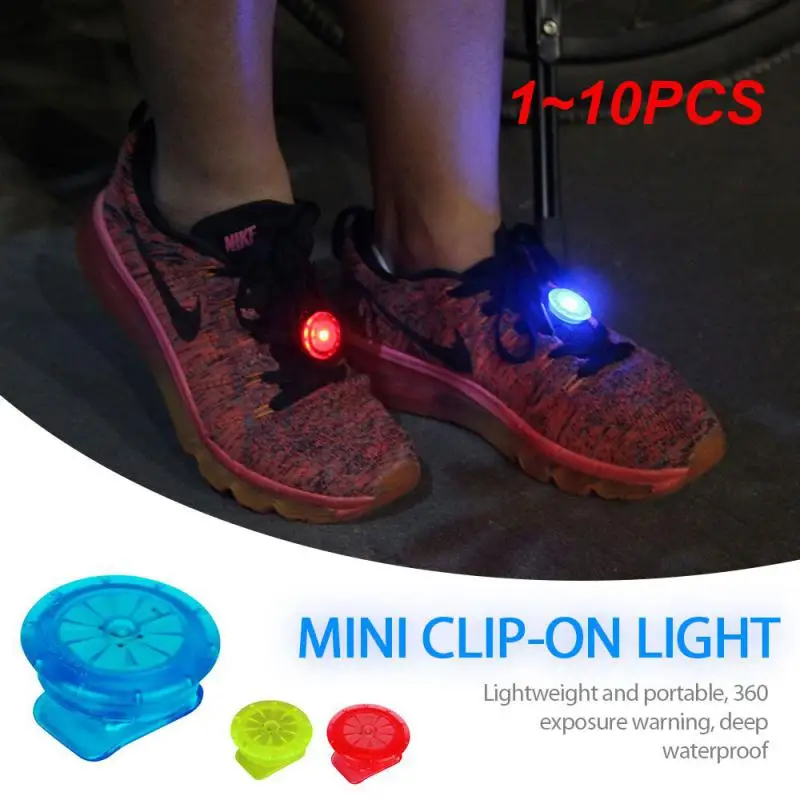 1 ~ 10ШТ Ходовые огни Светодиодные Светящиеся Зажимы для обуви Многофункциональная мини-сигнальная лампа для ночного бега Защитные зажимы на открытом воздухе