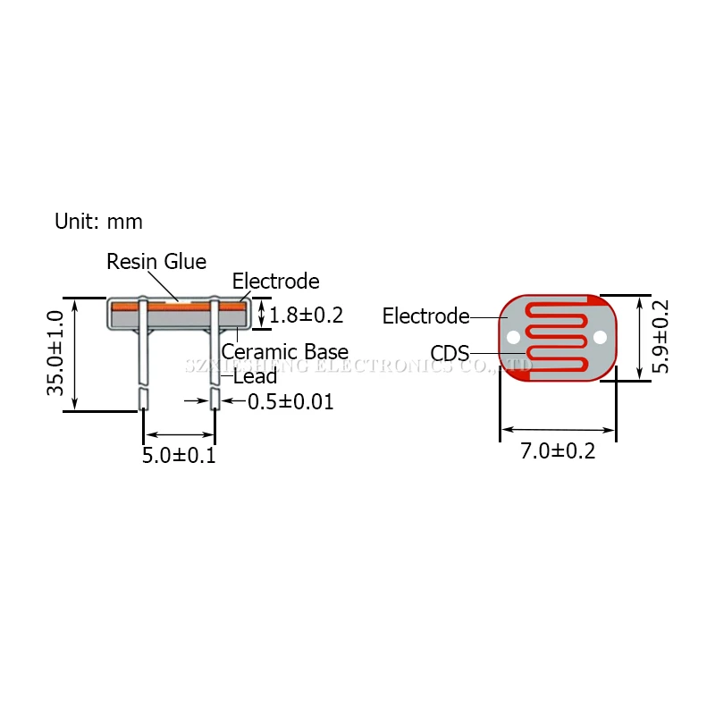 10ШТ 7516 7528 7537-1 7537-2 7539 Светозависимый Резистор LDR 7 мм CDS Фоторезистор Фотопроводящее сопротивление Изображение 2 
