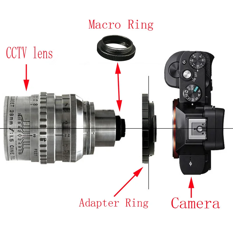 10шт Переходное Кольцо C Креплением Кинообъектива Macro ring Для Кинообъектива C-FX C-PQ C-EOSM C-N1 NEX C-M4/3 CCTV Изображение 1 