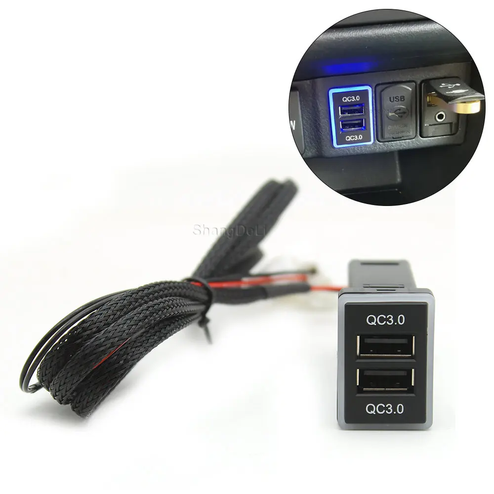 1pc 12V Быстрое Автомобильное Зарядное Устройство QC3.0 С Двойным Разъемом USB-интерфейса Быстрое Автомобильное Зарядное Устройство Для Toyota Corolla levin Prado FJ Cruiser