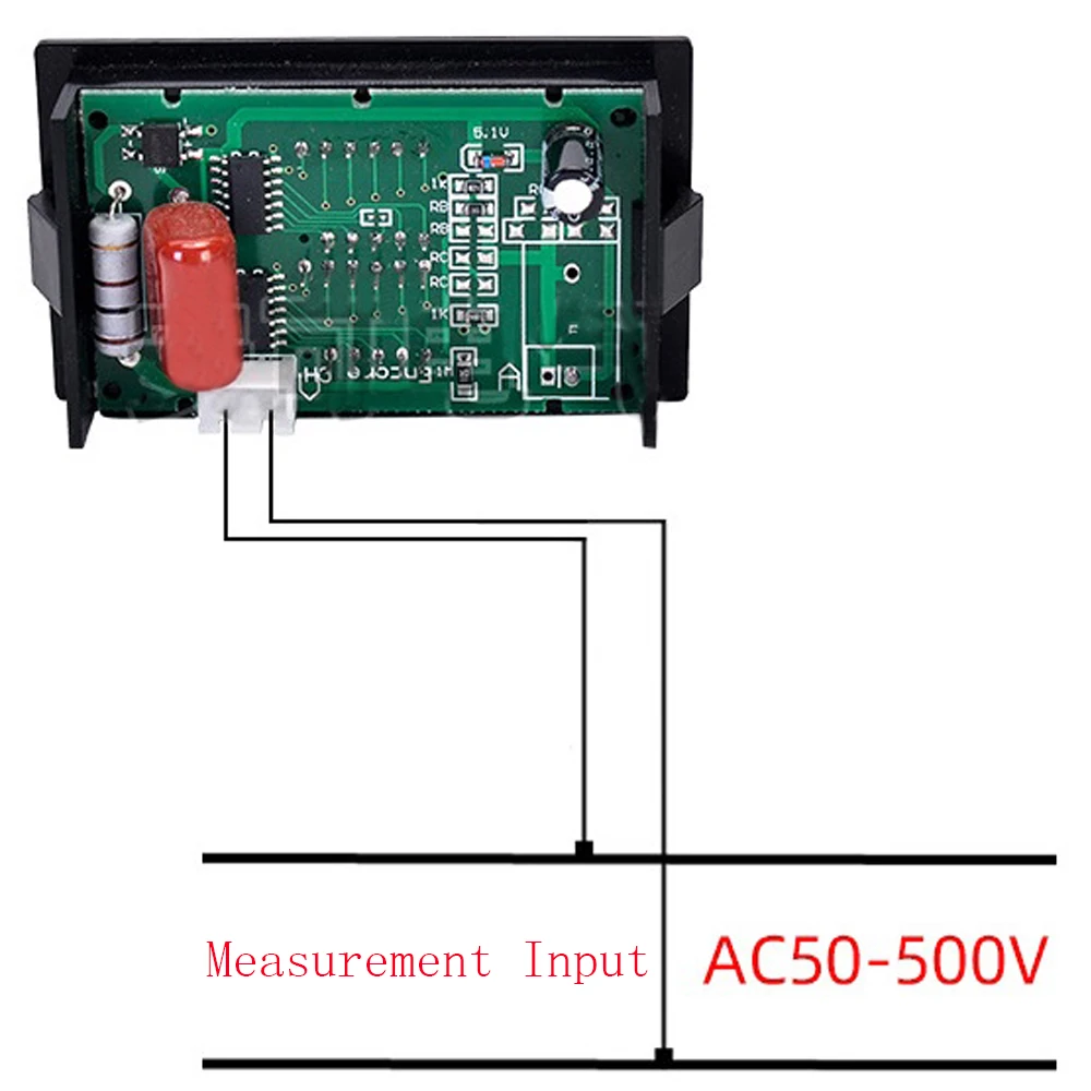 2 в 1 Измеритель частоты напряжения с Двойным Цифровым дисплеем Светодиодный Вольтметр переменного тока Частотомер AC50-500V 10,0-99,9 Гц Измеритель диапазона измерения Изображение 4 
