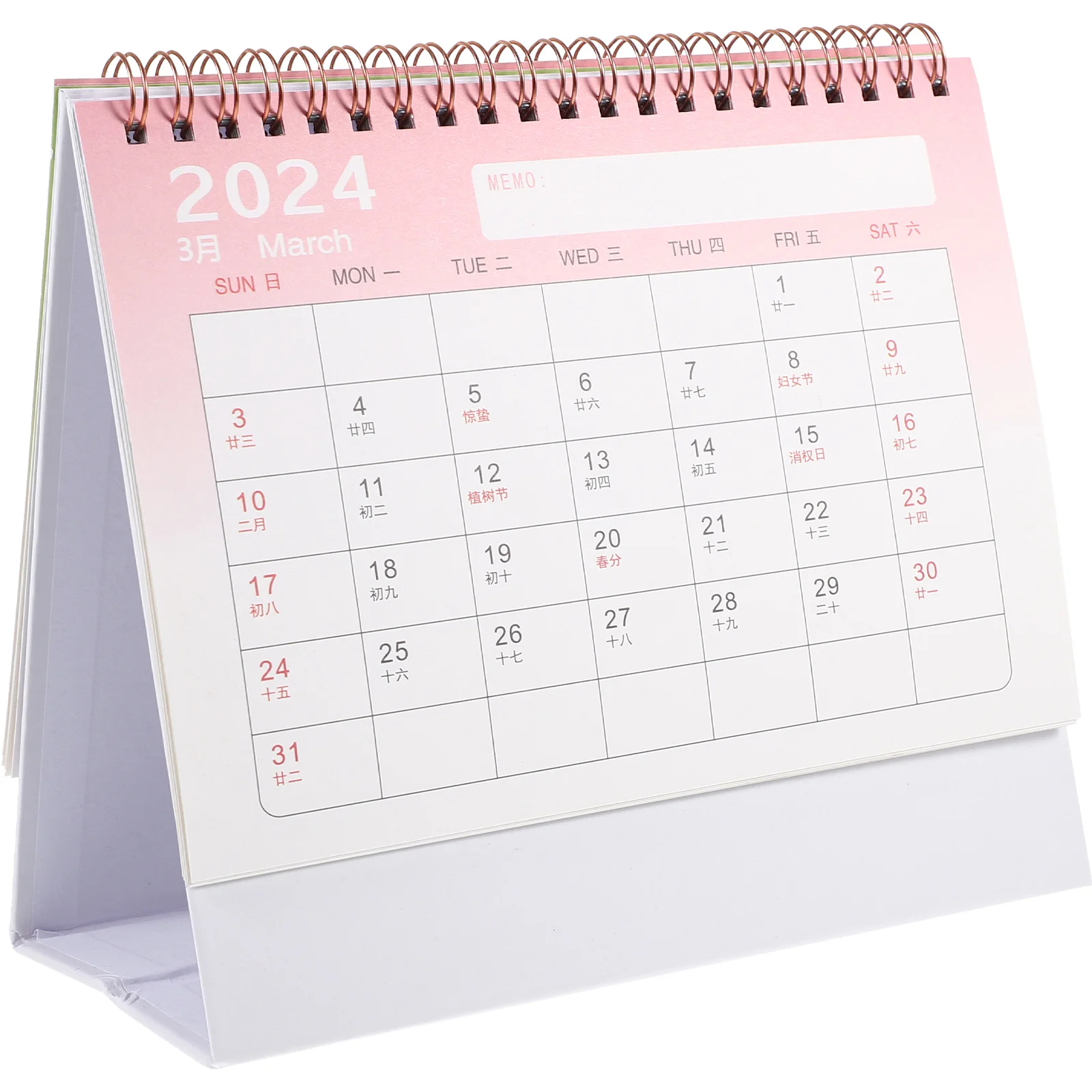 2024 Простой настольный календарь градиентного цвета, планировщик настольных украшений (градиентный синий) Офисный декор