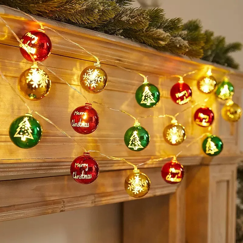 2024 Рождественский шар Огни Снежинка Санта Рождественская Елка Подвесные украшения Рождественские украшения Звезда для дома Новый Год 386