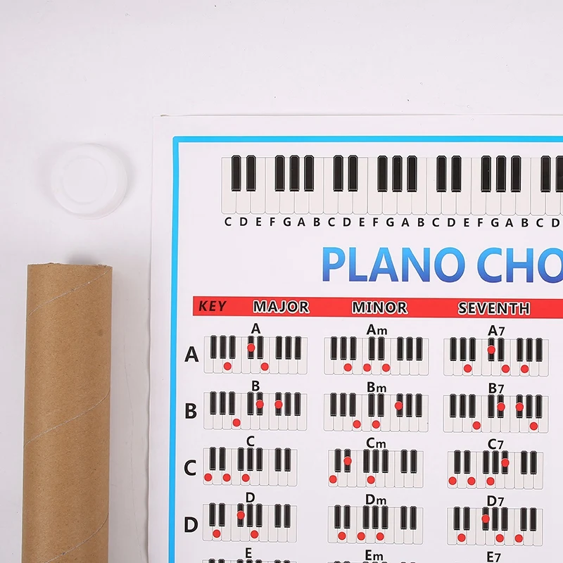 2X Диаграмма фортепианных аккордов, ключевые музыкальные графические упражнения, плакат, таблица практики аккордов для фортепиано, 88 клавиш Изображение 5 