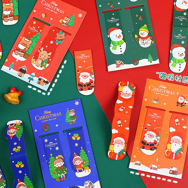 2ШТ Кавайных Рождественских магнитных закладок, Милые Креативные Магнитные Маркеры для страниц, Зажимы, Канцелярские принадлежности для детских подарков