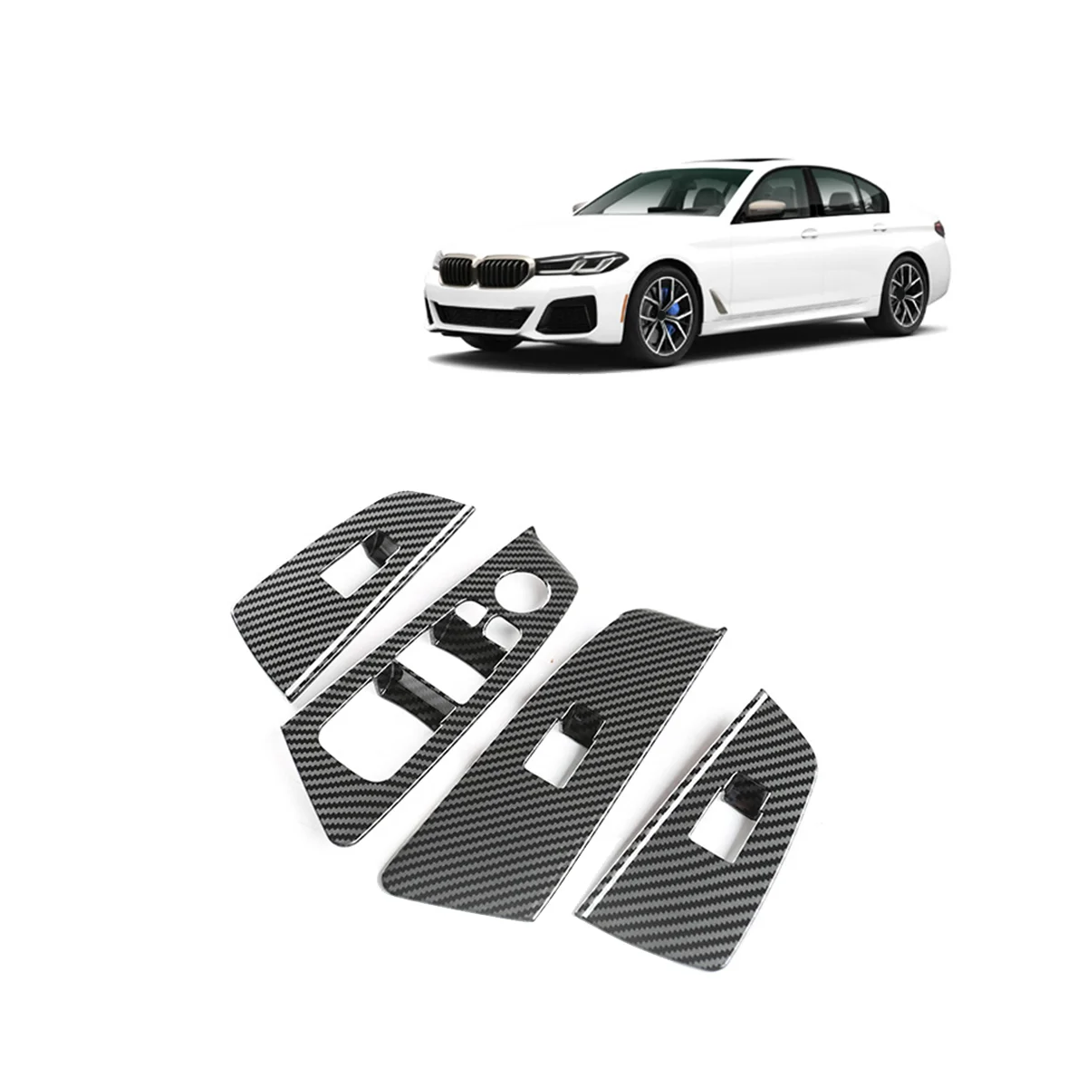 4шт Углеродного Волокна Кнопка Включения Стеклоподъемника Автомобиля Крышка Отделка Рамки Наклейка для BMW 5 Серии G30 2018-2022 Автомобильные Аксессуары