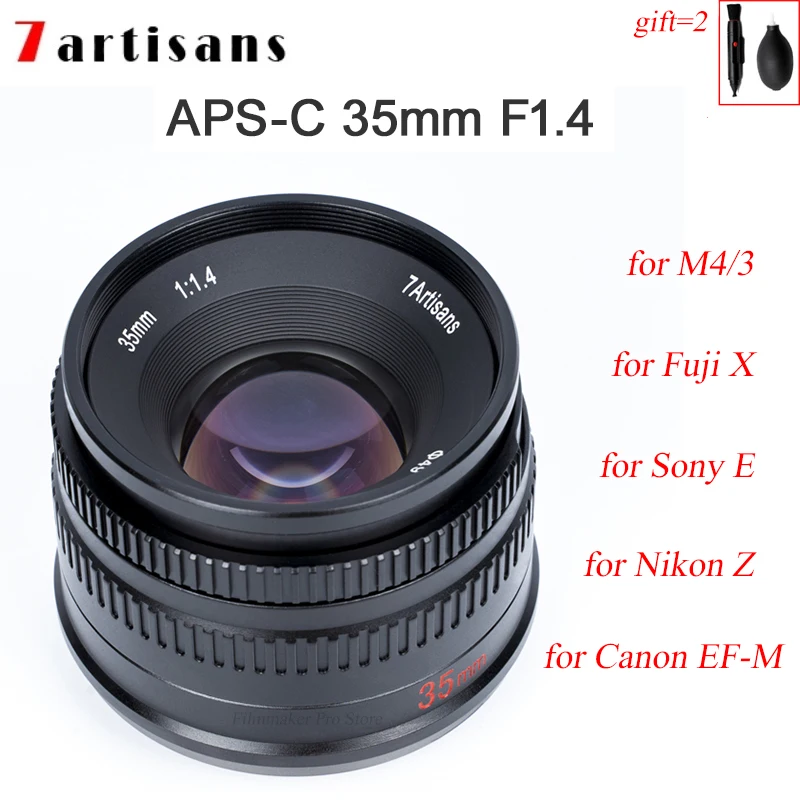 7Artisans 35 мм F1.4 APS-C Ручная Фокусировка MF Объектив Камеры S для Sony E Fujifilm Fuji X Nikon Z ZFC Olympus M4/3 Canon EF-M EOSM EOS M