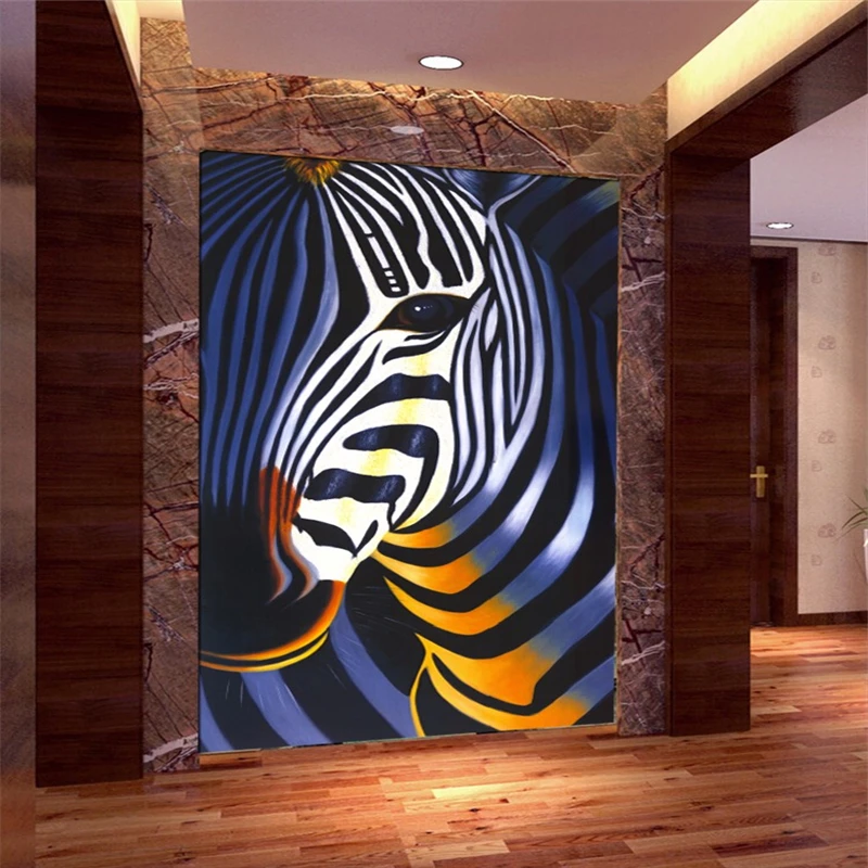 beibehang 3d фотообои Ресторан коридор спальня цвет черно-белая полосатая настенная роспись в виде зебры обои живопись