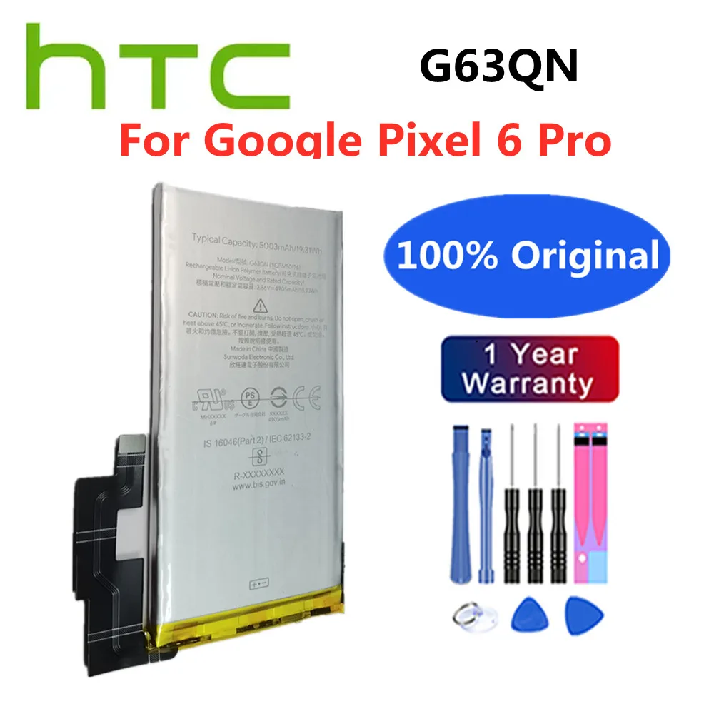 G63QN 100% Оригинальная Сменная Батарея Для HTC Google Pixel 6 Pro Высококачественный Мобильный Телефон Встроенный Литиевый Аккумулятор емкостью 5003 мАч Новый Bateria