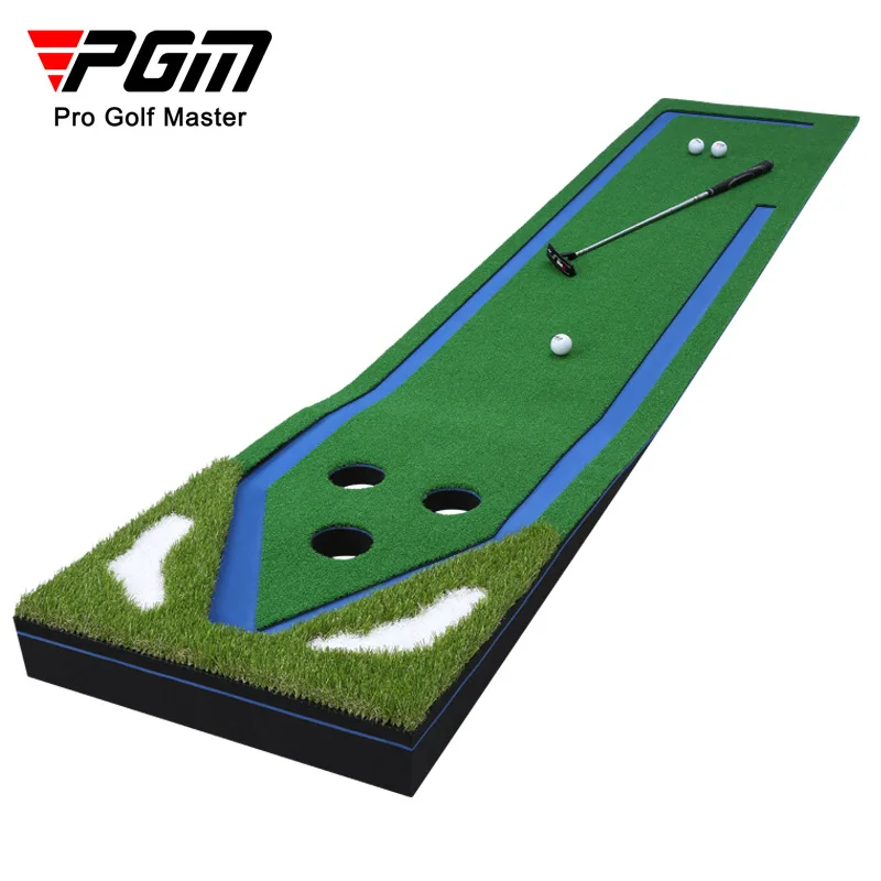PGM Крытый зеленый тренажер для гольфа с дорожкой, имитирующей газон с несколькими лунками, домашняя тренировка по гольфу, Офисная тренировка по ударам клюшкой GL021