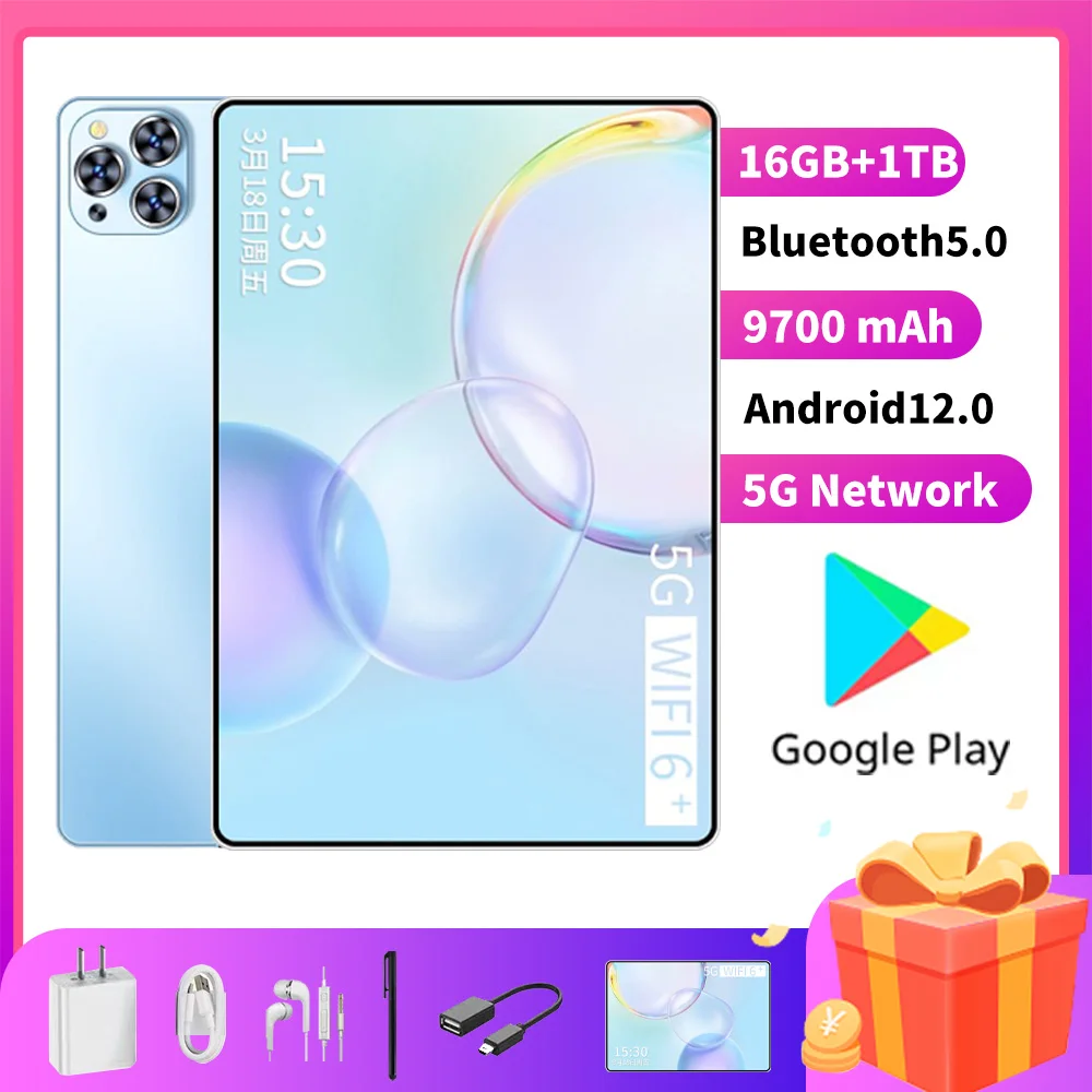 Por Android 13,0 Планшет 2024 Новый 11 12 13 Дюймов 16 ГБ ОЗУ 1 ТБ ПЗУ GPS WIFI Связь 4G/5G Google Play с клавиатурой Bluetooth