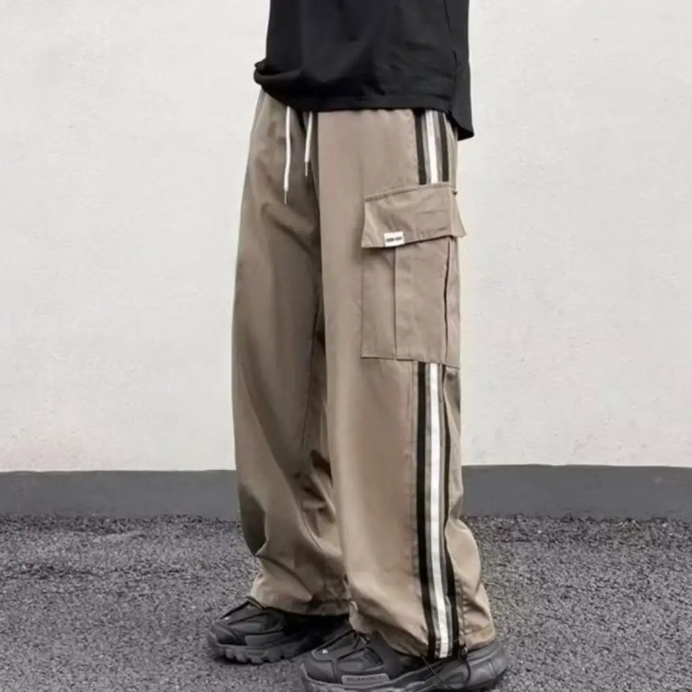 Y2k, женские брюки в стиле хип-хоп, панк, большие карманы, женские спортивные брюки оверсайз, с завязками, с высокой талией, мужская технологичная одежда для девочек Изображение 2 