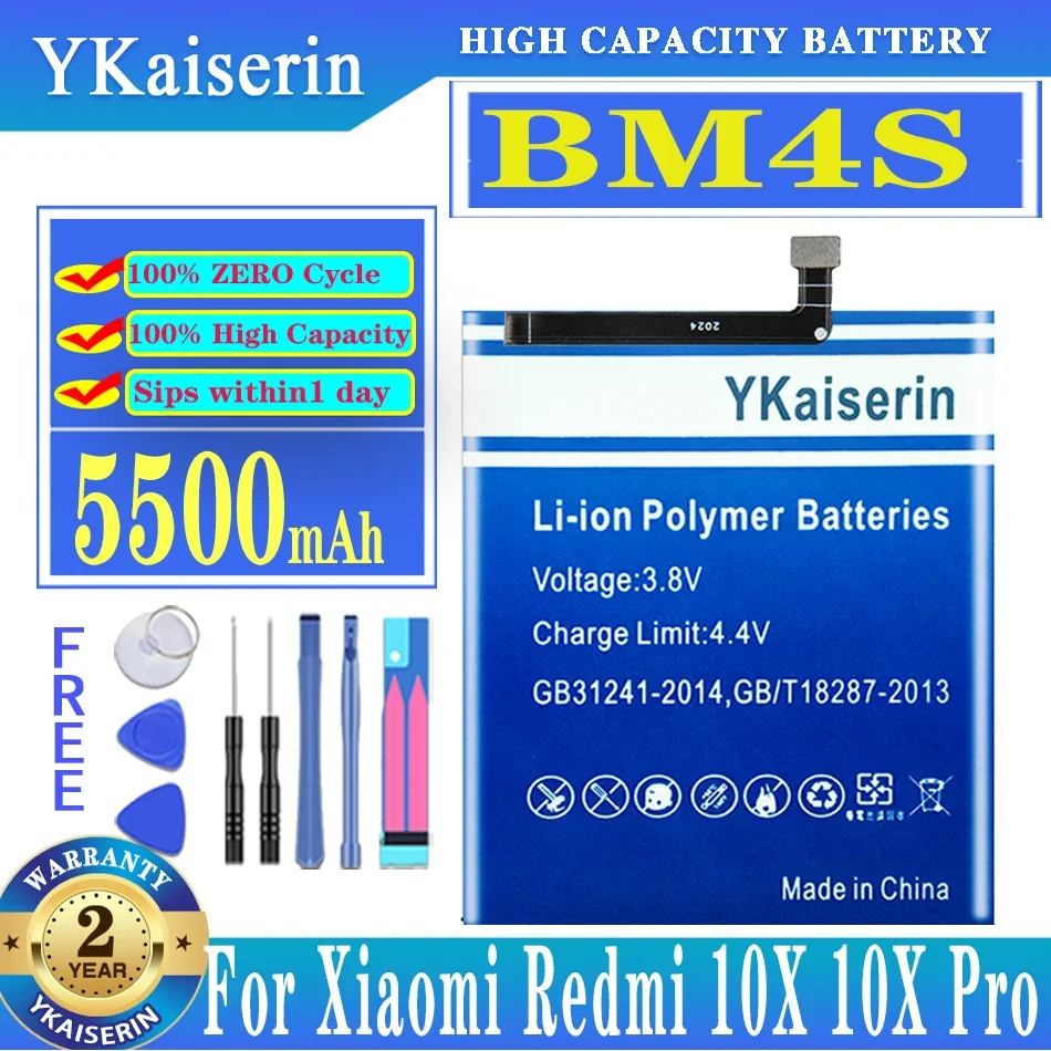 YKaiserin НОВЫЙ Аккумулятор для телефона емкостью 5500 мАч BM4S для Redmi 10X5G/Redmi 10X Pro 5G Batterie + Бесплатные Инструменты