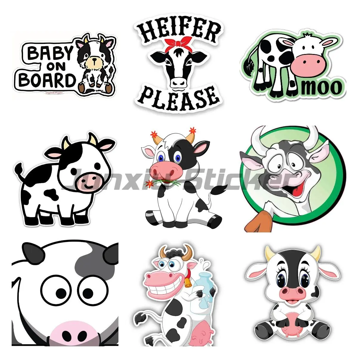 Виниловая наклейка Cute Cow - забавная наклейка Cow на бампер - для ноутбуков, тумблеров, окон, автомобилей, грузовиков, стен