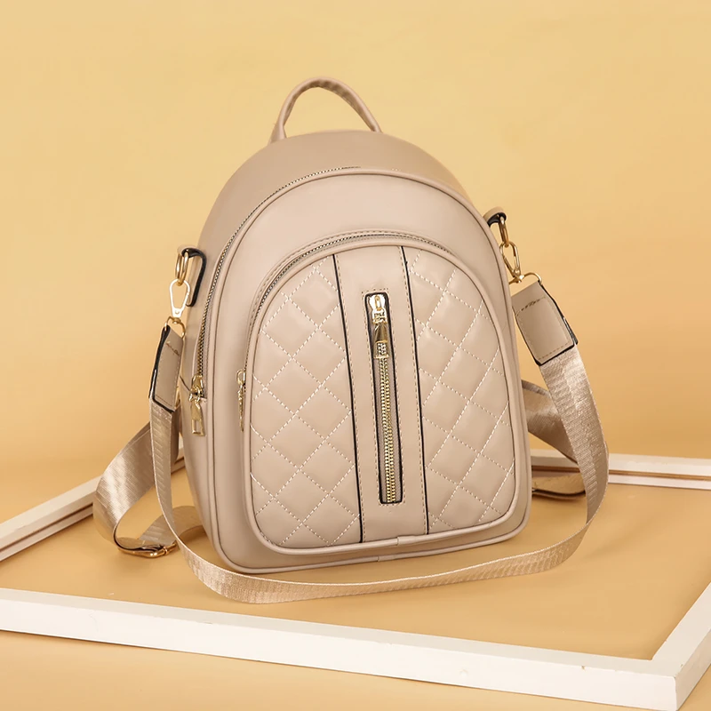 Высококачественный роскошный женский рюкзак, новый модный и универсальный материал PU, женский рюкзак в клетку с бриллиантами, сумка для поездок на работу Изображение 0 