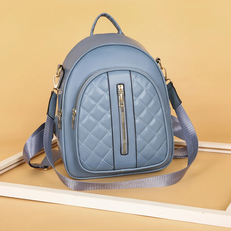 Высококачественный роскошный женский рюкзак, новый модный и универсальный материал PU, женский рюкзак в клетку с бриллиантами, сумка для поездок на работу Изображение 1 