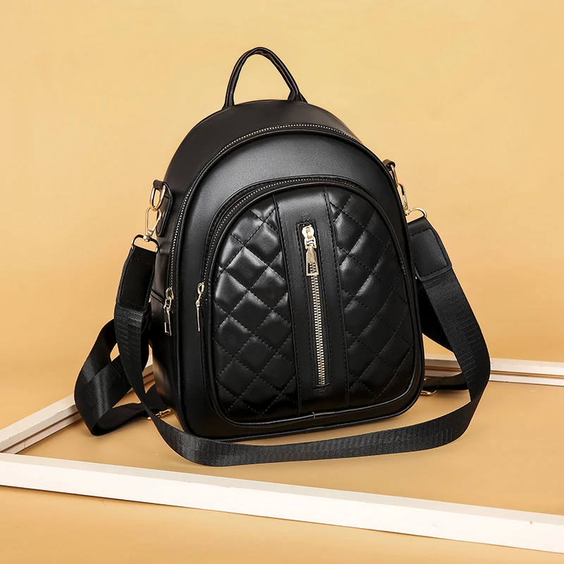 Высококачественный роскошный женский рюкзак, новый модный и универсальный материал PU, женский рюкзак в клетку с бриллиантами, сумка для поездок на работу Изображение 3 