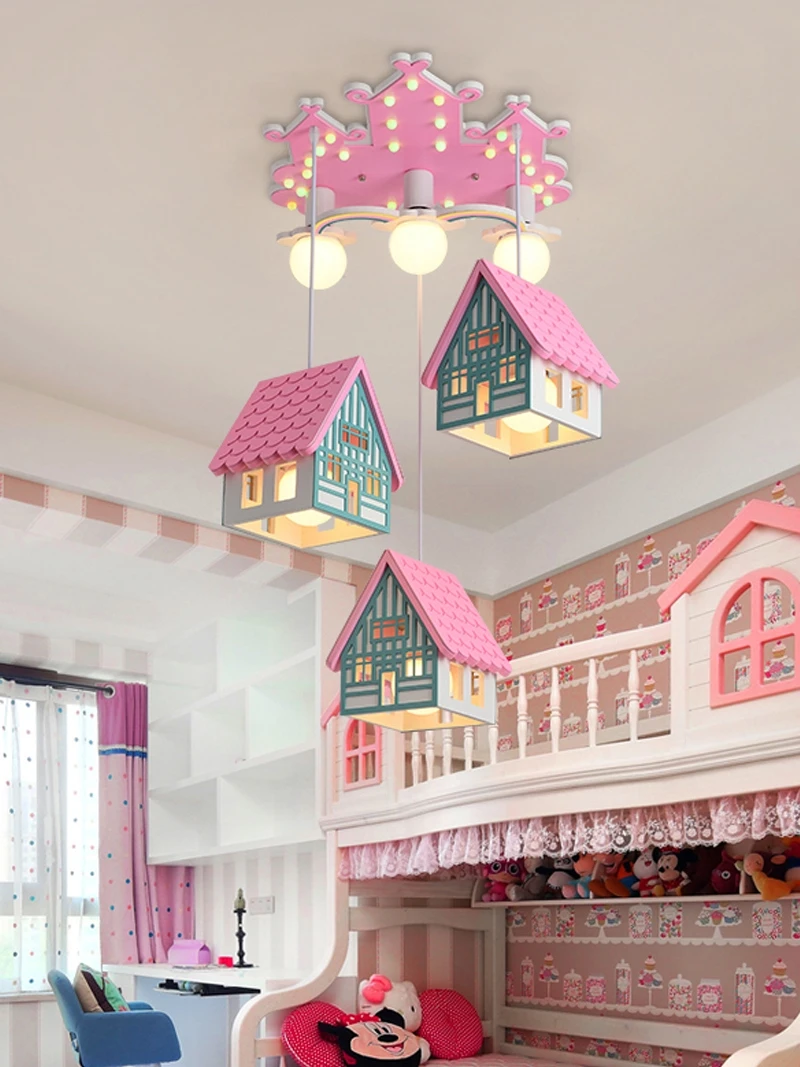 Детская спальня Свет Комната принцессы для девочек Светло-Розовый Свет Творческая личность Школьник Люстра для спальни Мультяшный свет