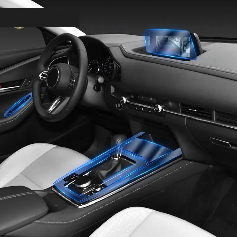 Для Mazda CX-30 2020-2023 Центральная консоль салона автомобиля Прозрачная защитная пленка из ТПУ, пленка от царапин, навигационные аксессуары