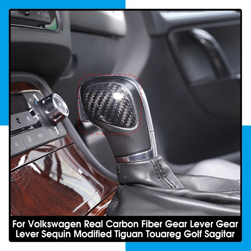 Для Volkswagen Vw Tiguan Touareg Golf Sagitar Настоящий Карбоновый Рычаг Переключения Передач Модификация С Блестками Аксессуары Для Интерьера Автомобиля