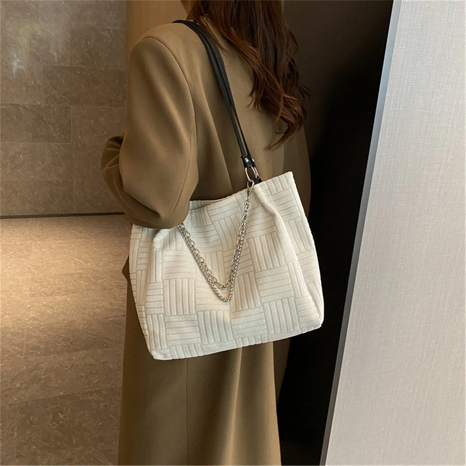 Женская сумка-тоут большой емкости, повседневная простая сумка через плечо, текстурная сумка для поездок на работу, сумка для подмышек, студенческая сумка, Женская сумка для покупок