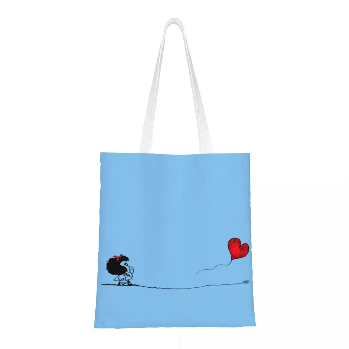 Изготовленная на заказ холщовая хозяйственная сумка Mafalda Balloon Heart Женская Портативная сумка для покупок с героями мультфильмов Quino Comics