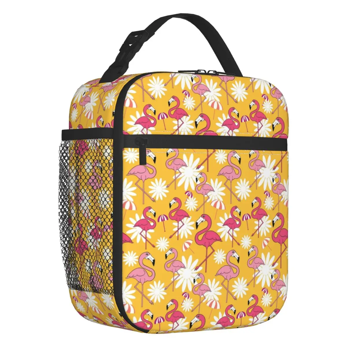 Изолированная сумка для ланча с изображением фламинго и цветов для кемпинга, путешествий, Герметичный охладитель, термобокс для Бенто Для женщин и детей
