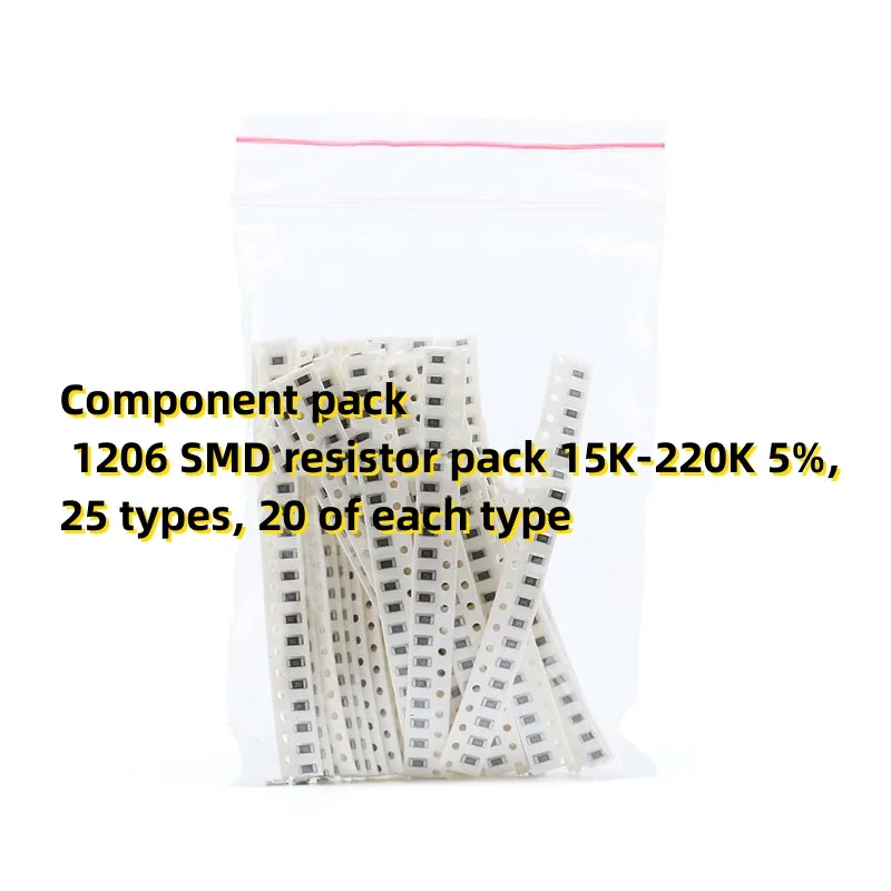 Комплект компонентов 1206 SMD резисторный блок 15K-220K 5%, 25 типов, по 20 каждого типа