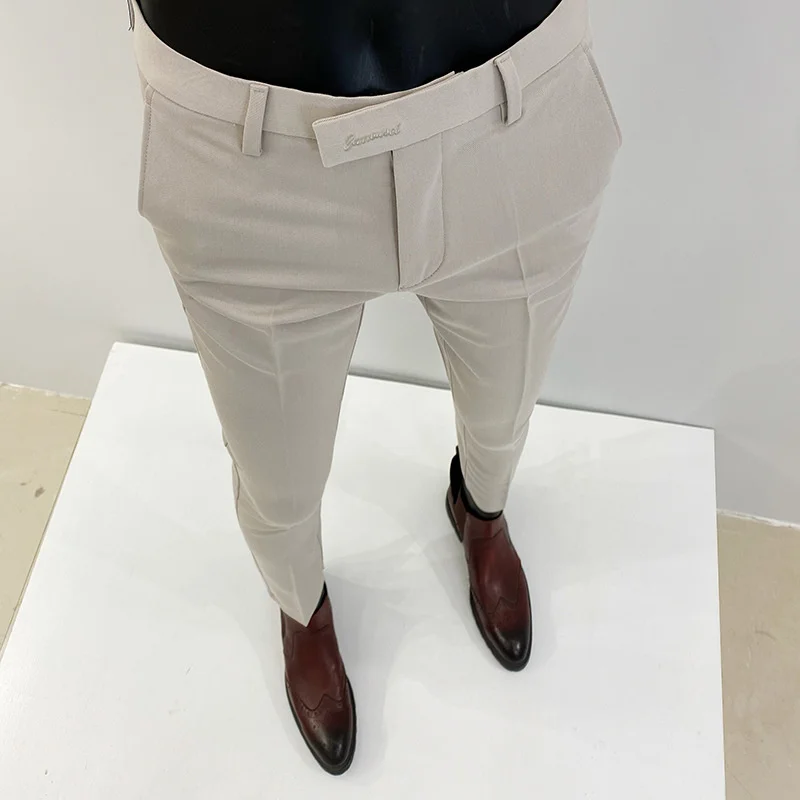 Корейская версия, трендовые брюки для официальных костюмов, брюки для деловых повседневных костюмов, мужские брюки для маленьких ног, весенние и осенние длинные брюки Изображение 2 