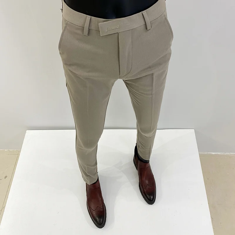Корейская версия, трендовые брюки для официальных костюмов, брюки для деловых повседневных костюмов, мужские брюки для маленьких ног, весенние и осенние длинные брюки Изображение 3 