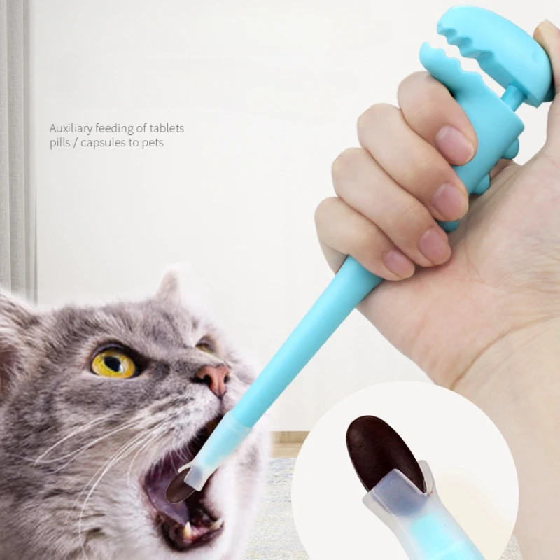 Кормление одной рукой Товары для домашних животных Устройство для кормления кошек боковой захват для кошек Силиконовая ручка для кормления собак