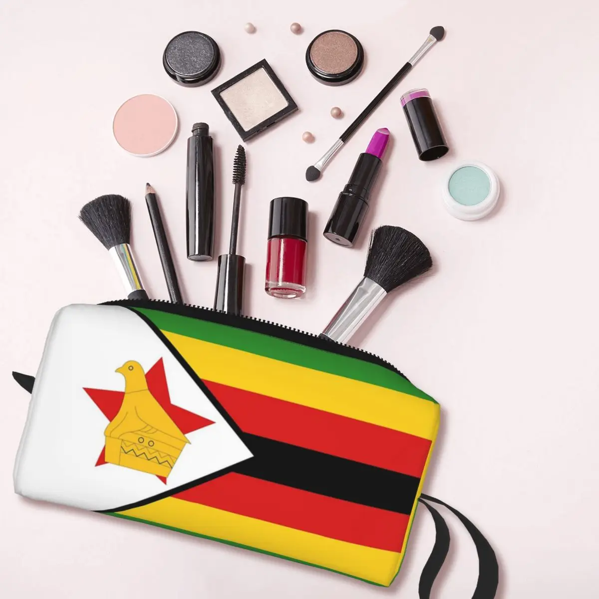 Косметичка с национальным флагом Зимбабве, Женские косметички, Дорожная Водонепроницаемая сумка для туалетных принадлежностей, сумка-органайзер для хранения Изображение 2 
