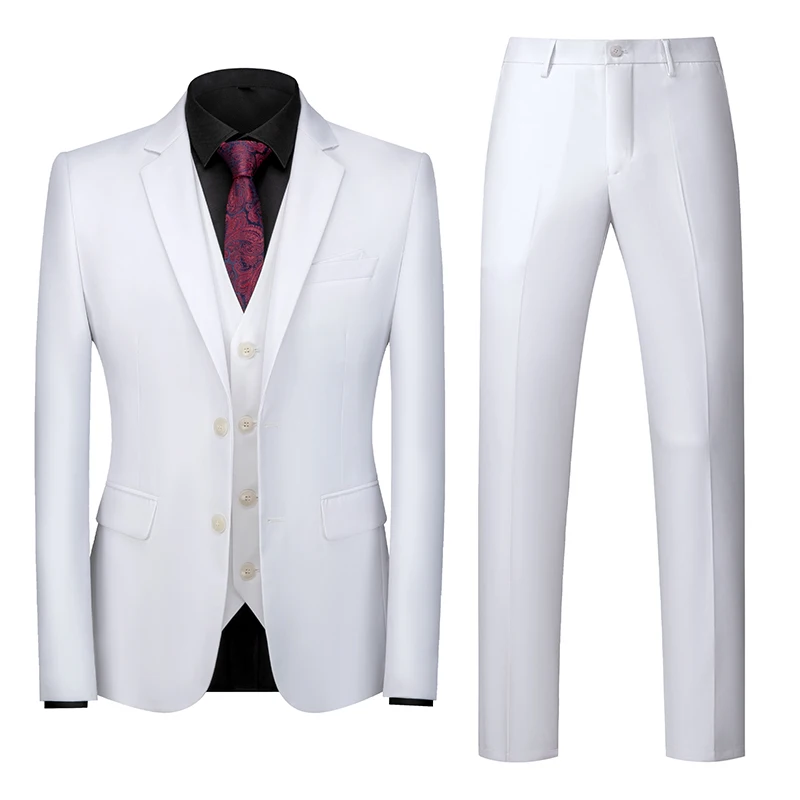 (Куртка + жилет + брюки) Высококачественные Официальные Деловые Мужские Блейзеры В Корейском стиле, Брендовое Свадебное Платье Для Жениха из 3 предметов, 16 Цветов, Костюмы M-6XL