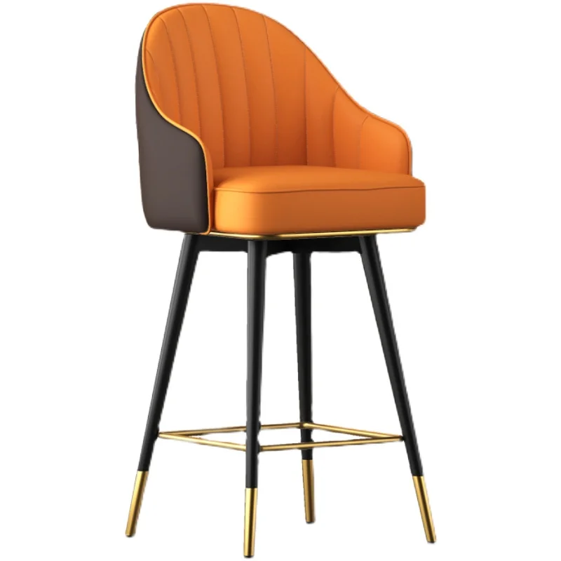 Легкие роскошные барные стулья, простая спинка для домашнего использования, стулья для кассиров на стойке регистрации, вращающиеся высокие табуреты, барные стулья Изображение 4 