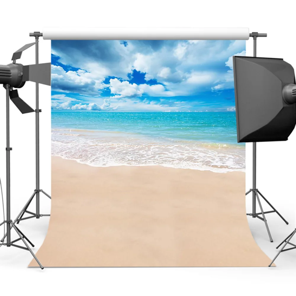  Летнее Голубое небо, фонография с морскими волнами, фон для песчаного пляжа для фотостудии, принадлежности для песчаного пляжа и белого облака