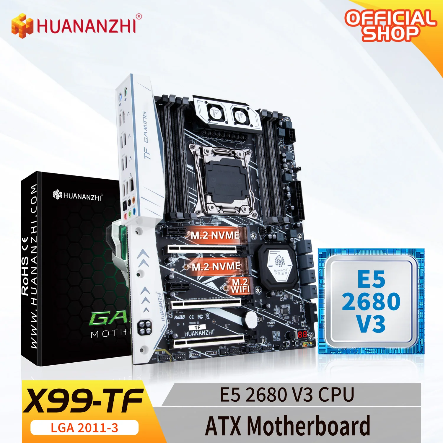 Материнская плата HUANANZHI X99 TF LGA 2011-3 XEON X99 с поддержкой Intel E5 2680 V3 DDR4 RECC memory combo kit set NVME SATA