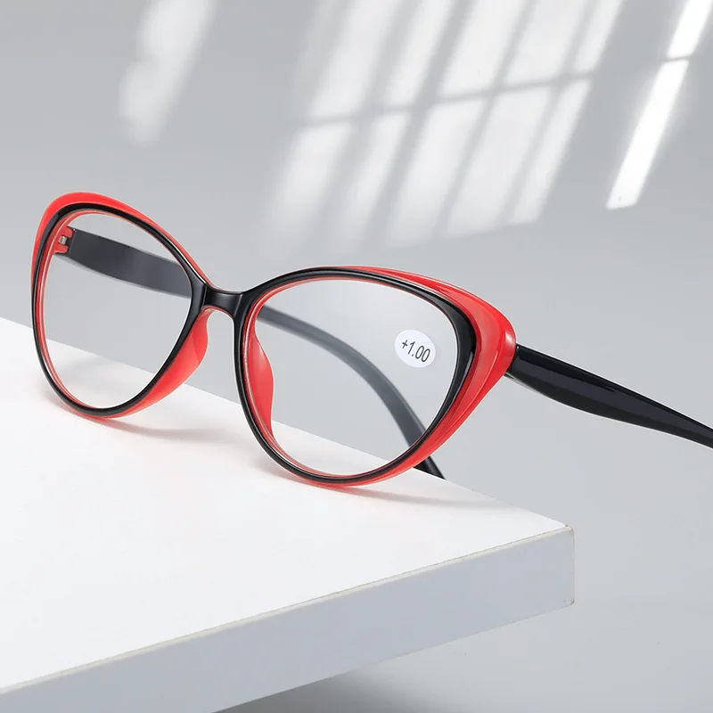 Модные очки, гибкие очки для дальнозоркости с футляром, прозрачные линзы из смолы, очки для чтения в бескаркасной стеклянной оправе, женские