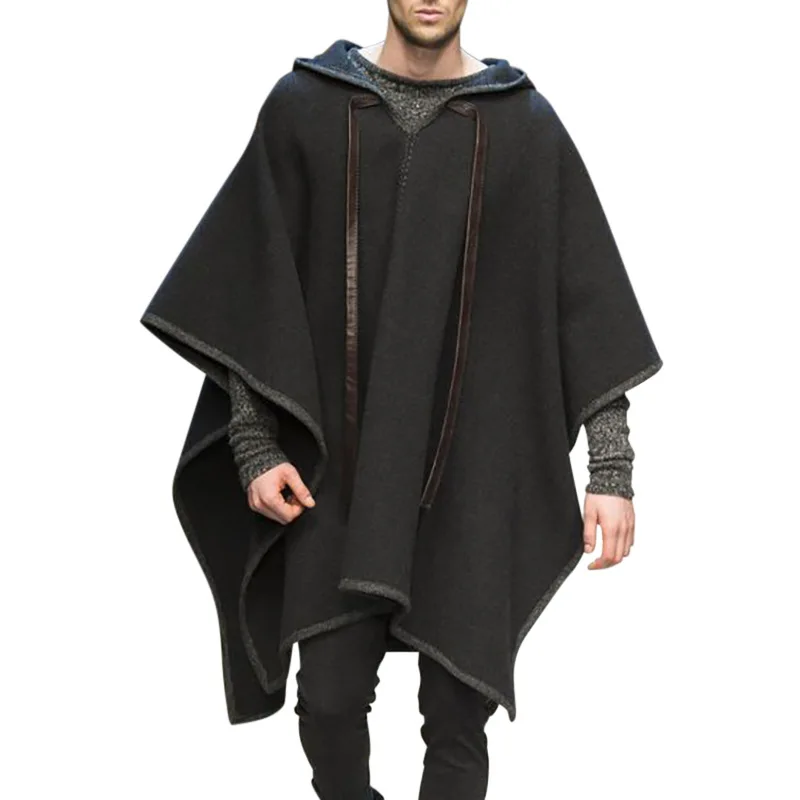 Мужчины Взрослые Средневековое Готическое Шерстяное Пальто Средневековье Ренессанс Одежда Черного Рыцаря