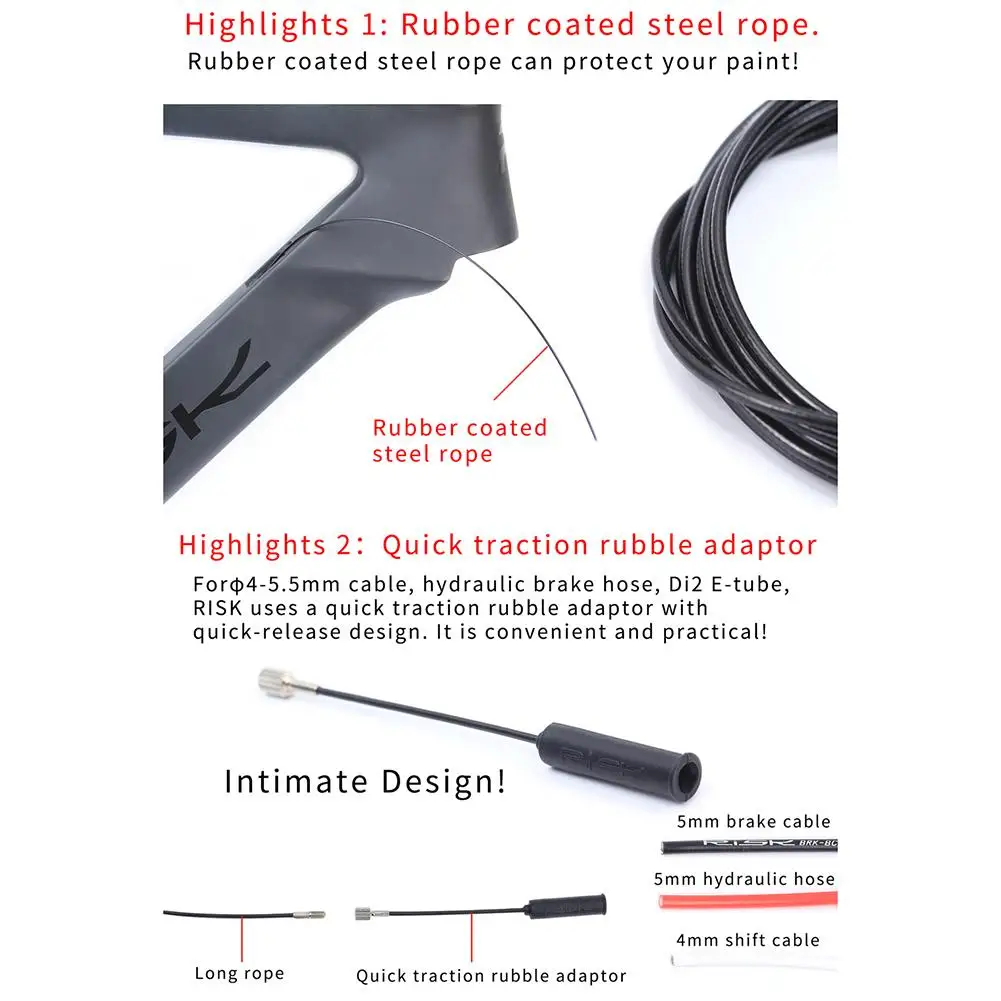Набор инструментов для прокладки внутреннего кабеля велосипеда Трос переключения передач для шоссейных велосипедов MTB Гидравлический провод Внутренняя направляющая для троса для велоспорта Аксессуары для велосипедов Изображение 2 