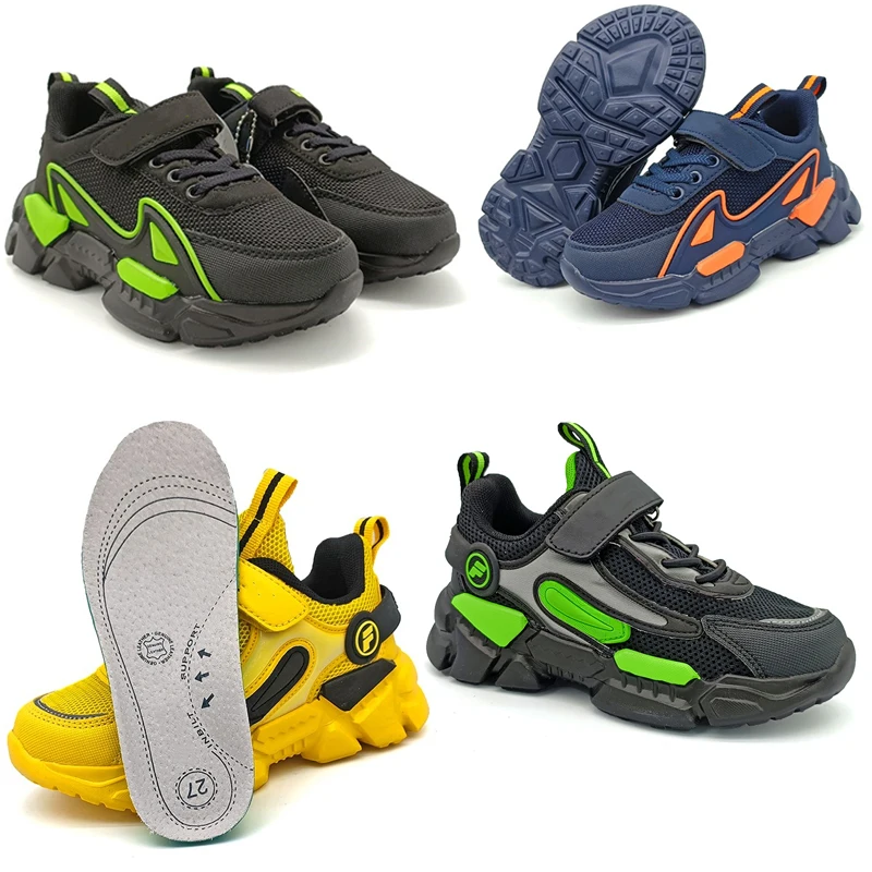 Новая 1 пара сетчатых весенне-осенних ортопедических ботинок, детские кроссовки с жесткой спинкой, модная обувь для детей / девочек / мальчиков
