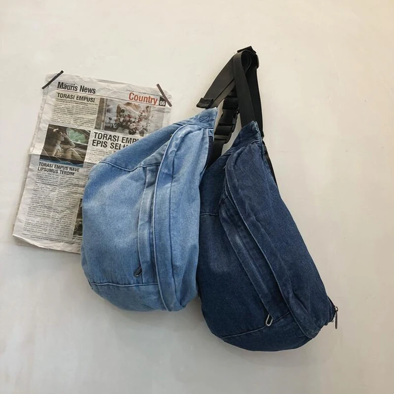 Новая джинсовая сумка через плечо для девочек, унисекс, сумки через плечо для женщин, 2022, Большая вместительная сумка-мессенджер, Bolsos Para Mujer Изображение 2 