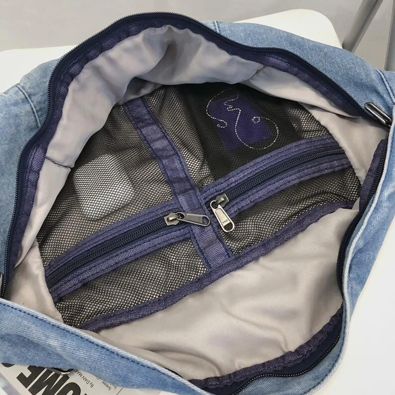 Новая джинсовая сумка через плечо для девочек, унисекс, сумки через плечо для женщин, 2022, Большая вместительная сумка-мессенджер, Bolsos Para Mujer Изображение 5 