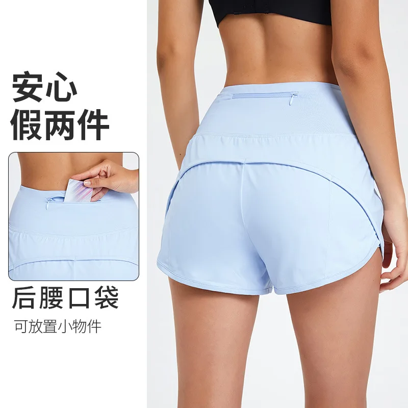 Новые летние спортивные шорты для сухого бега с высокой талией, предотвращающие ходьбу на легкой скорости, женские штаны для йоги
