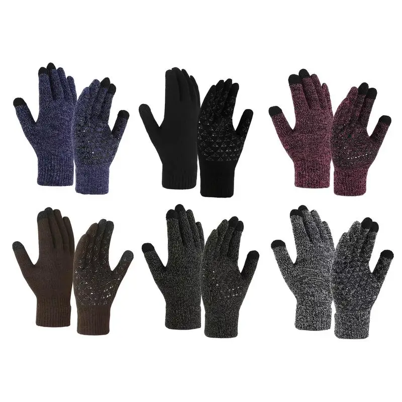 новые мужские женские теплые перчатки, зимние перчатки с сенсорным экраном, плюс флисовые перчатки, холодные теплые шерстяные вязаные перчатки для зимних лыжных походов на открытом воздухе