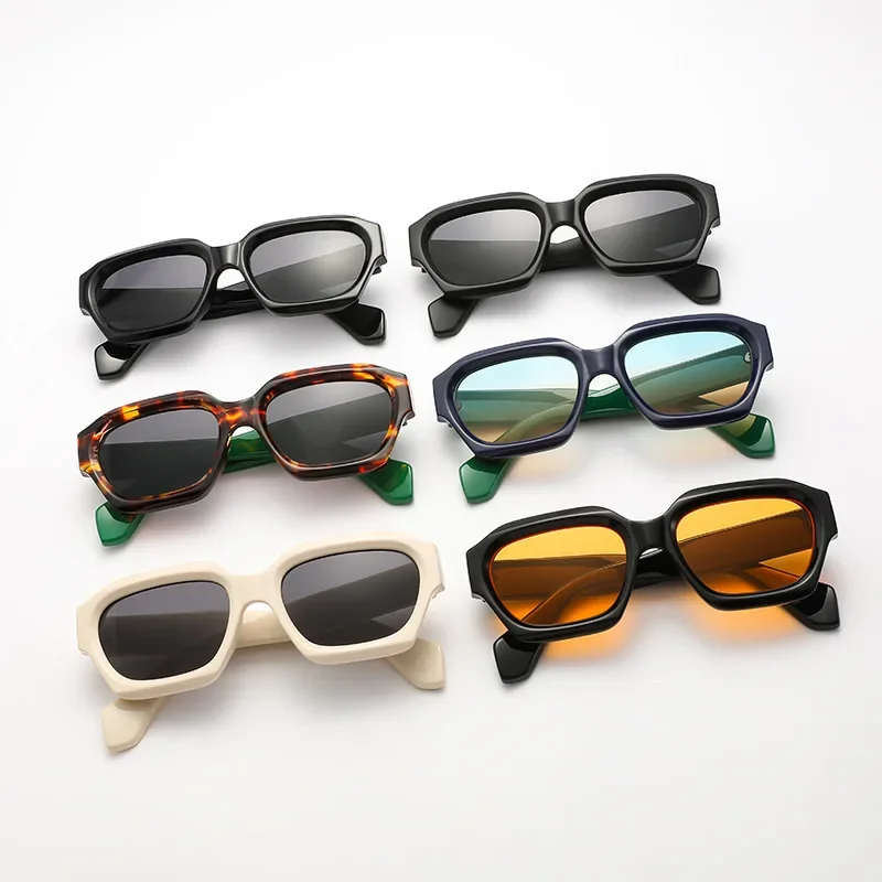 Новые солнцезащитные очки в толстой оправе в стиле ретро для мужчин и женщин, модные солнцезащитные очки с простым затемнением, европейские и американские многоугольные очки