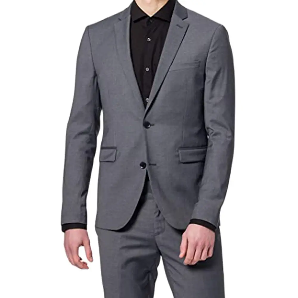 Нотч повседневная блейзер брюки Мужские костюмы комплекты светло-серый учетом 2 кнопки стороной мода носить одежду 2 шт. куртка брюки 