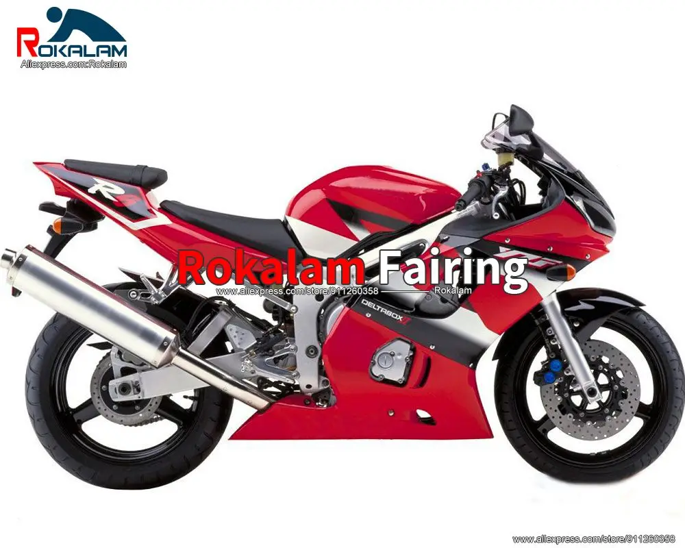 Обтекатель Для Yamaha R6 YZF600 1998 1999 2000 2001 2002 Красный Черный Мотоцикл ABS Вторичный Рынок Кузова (Литье под давлением)