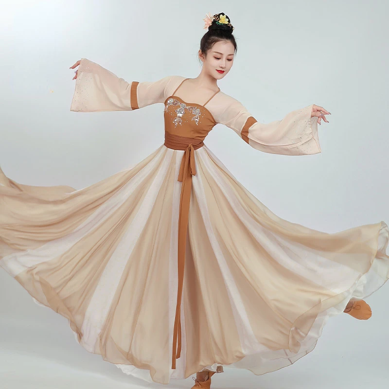 Одежда для классических танцев, платье для восточных танцев, одежда для народных танцев, одежда для профессиональных выступлений, национальные костюмы, платье для практики Hanfu