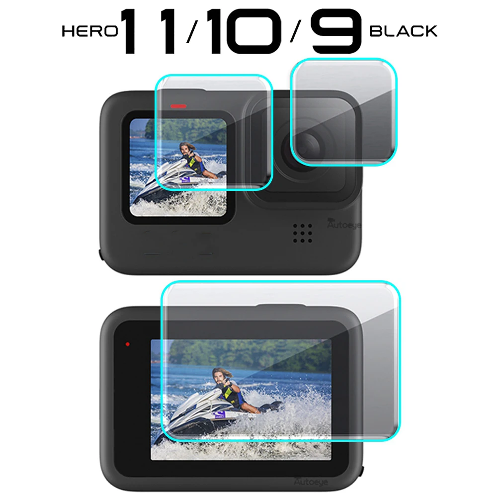 Оптовая продажа, защитная пленка для экрана из закаленного стекла для GoPro Hero 11 10 9, черная защитная пленка для объектива Go pro